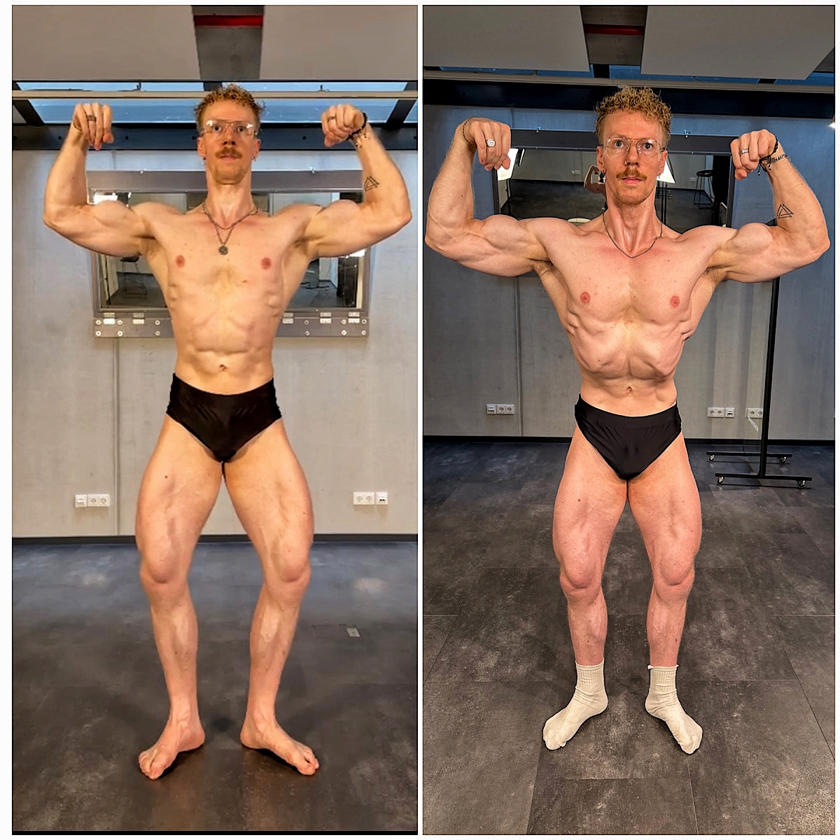 Posing coaching client before and after presentation comparison